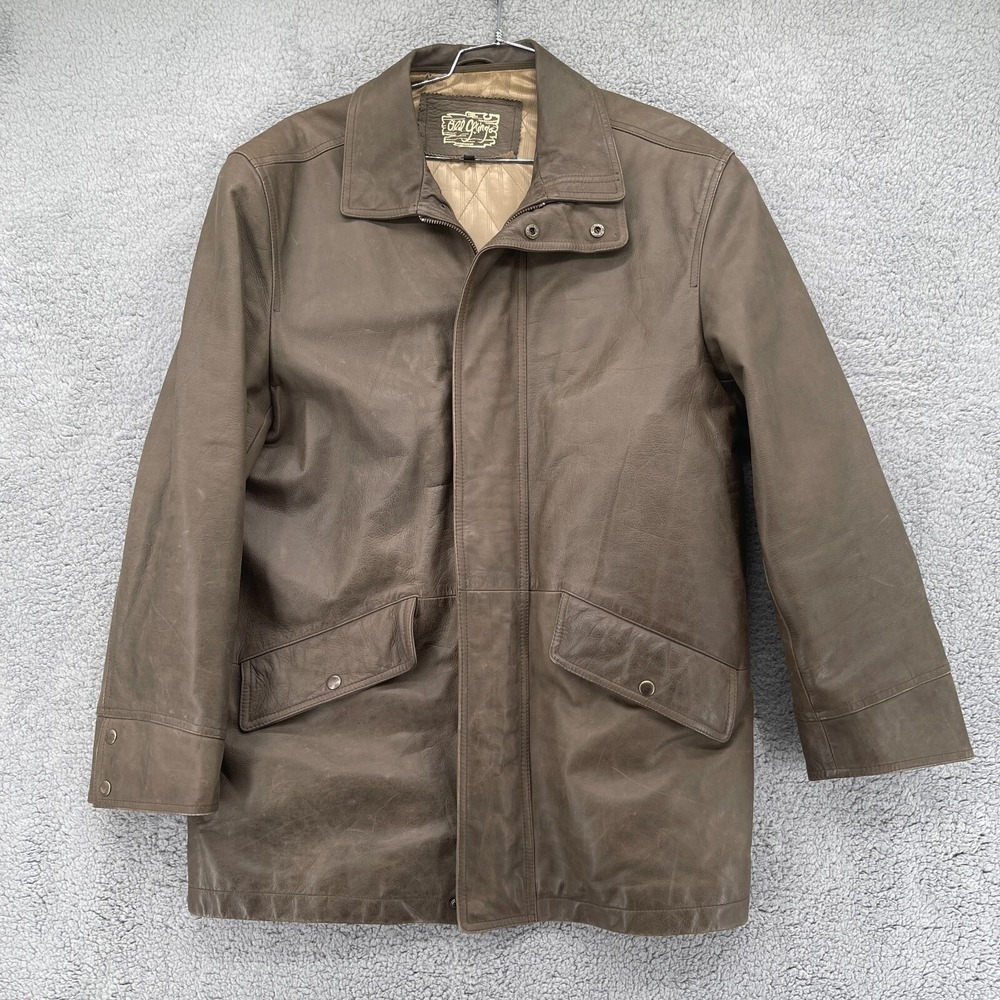 Vintage Old Gringo Jacket Mens Large Brown Leather Long Zip‎ Button Pockets